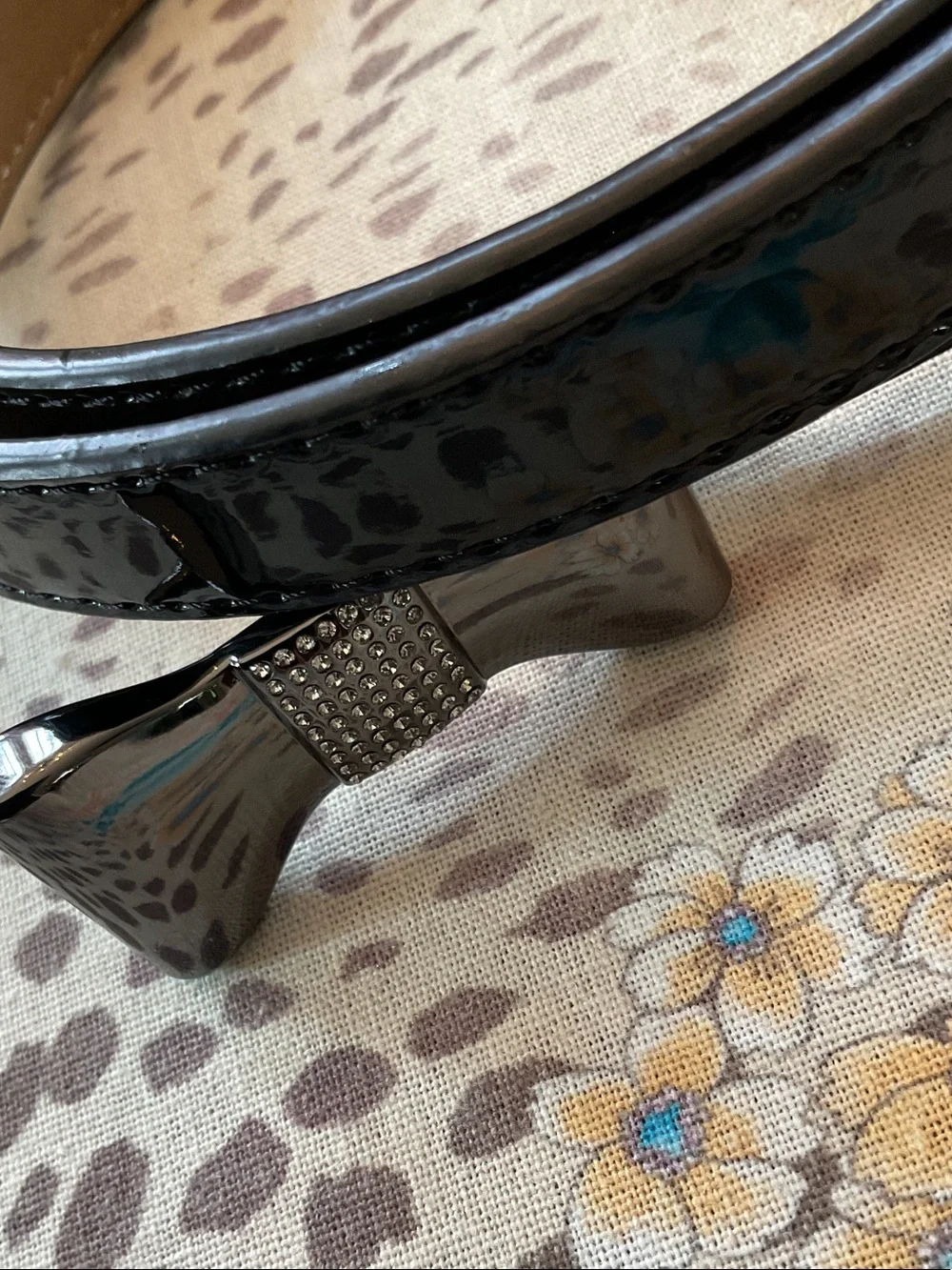 Talbots Black Patent Bow Buckle Belt